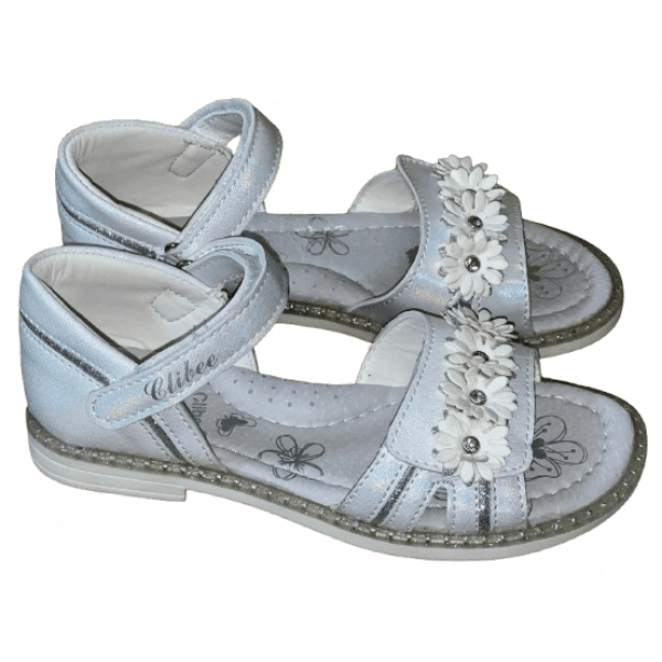 Босоніжки для дівчинки з натуральної шкіри Clibee AB21 white