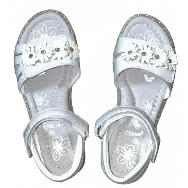 Босоніжки для дівчинки з натуральної шкіри Clibee AB21 white